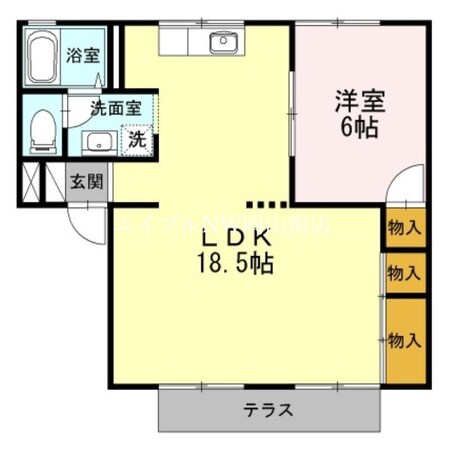 岡山駅 バス20分  バス・新福下車：停歩8分 1階の物件間取画像